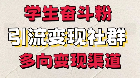 学生奋斗粉，引流变现做社群，多向变现渠道| 网创圈