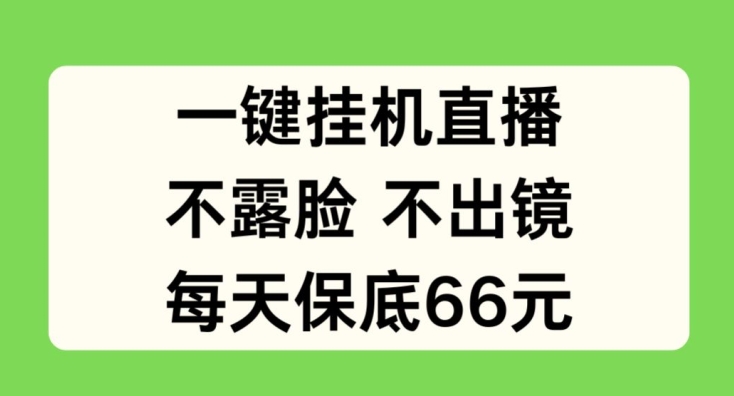 一键挂JI直播，不露脸不出境，每天保底66元| 网创圈