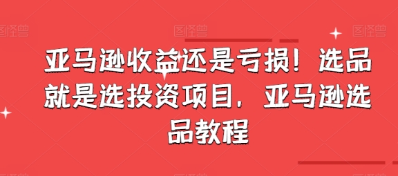 亚马逊收益还是亏损！选品就是选投资项目，亚马逊选品教程| 网创圈