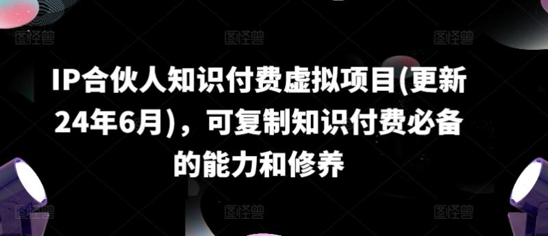 IP合伙人知识付费虚拟项目(更新24年6月)，可复制知识付费必备的能力和修养| 网创圈