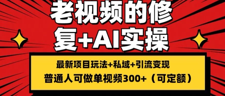 修复老视频的玩法，搬砖+引流的变现(可持久)，单条收益300+【揭秘】| 网创圈