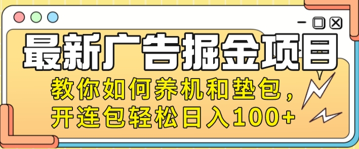 最新广告掘金项目，教你如何养机和垫包，开连包轻松日入100+| 网创圈