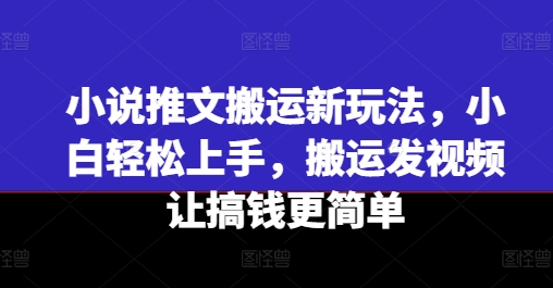 小说推文搬运新玩法，小白轻松上手，搬运发视频让搞钱更简单| 网创圈