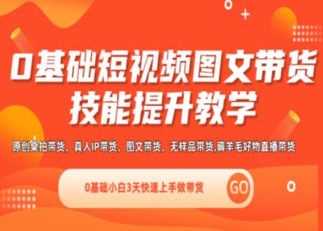 0基础短视频图文带货实操技能提升教学(直播课+视频课),0基础小白3天快速上手做带货| 网创圈