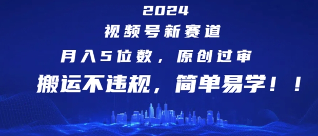 2024视频号新赛道，月入5位数+，原创过审，搬运不违规，简单易学【揭秘】| 副业网