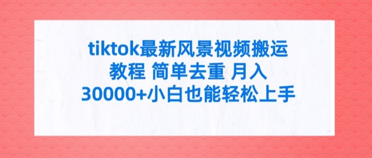 tiktok最新风景视频搬运教程 简单去重 月入3W+小白也能轻松上手【揭秘】| 网创圈