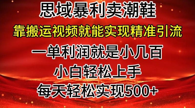 私域卖潮鞋暴利玩法，小白轻松上手，日赚几张，轻轻松松，仅靠搬运视频就能精准引流| 网创圈