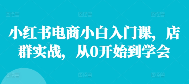 小红书电商小白入门课，店群实战，从0开始到学会| 网创圈