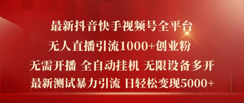 最新抖音快手视频号全平台无人直播引流1000+精准创业粉，日轻松变现5k+【揭秘】| 网创圈