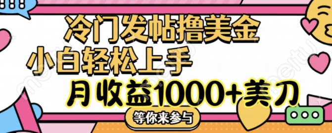冷门发帖撸美金项目，月收益1000+美金，简单无脑，干就完了【揭秘】| 网创圈