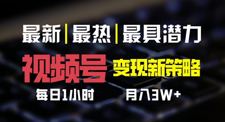 视频号变现新策略，每日一小时月入过万| 网创圈