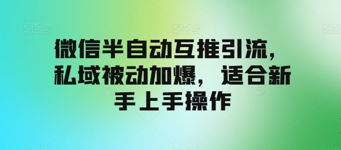微信半自动互推引流，私域被动加爆，适合新手上手操作| 副业网