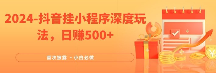 2024全网首次披露，抖音挂小程序深度玩法，日赚500+，简单、稳定，带渠道收入，小白必做【揭秘】| 网创圈