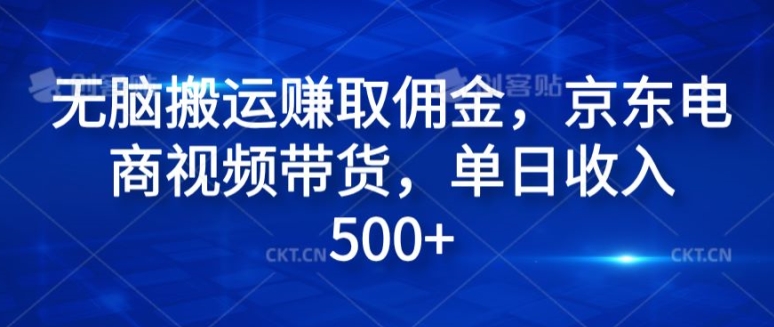 无脑搬运赚取佣金，京东电商视频带货，单日收入几张| 网创圈