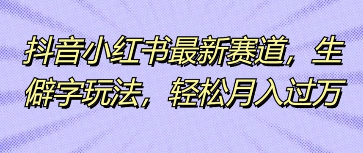 抖音小红书最新赛道，生僻字玩法，轻松月入过万| 网创圈