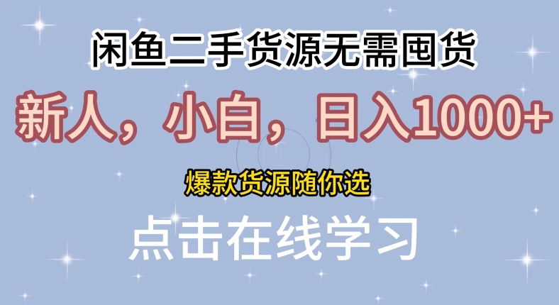 闲鱼二手货源无需国货，新人，小白，日入1k，爆款货源随你选| 网创圈