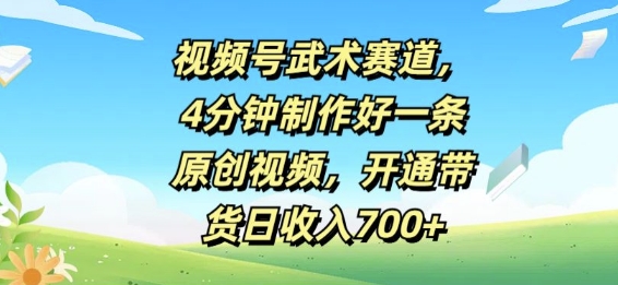 视频号武术赛道，4分钟制作好一条原创视频，开通带货日收入几张| 网创圈