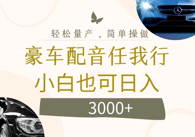 不为人知的暴力小项目，豪车配音，日入几张【揭秘】| 网创圈