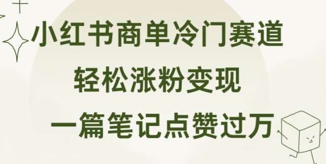 小红书商单冷门赛道 一篇笔记点赞过万 轻松涨粉变现| 网创圈