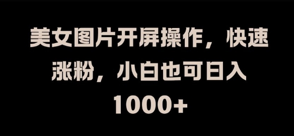美女图片开屏操作，快速涨粉，小白也可日入1k【揭秘】| 网创圈