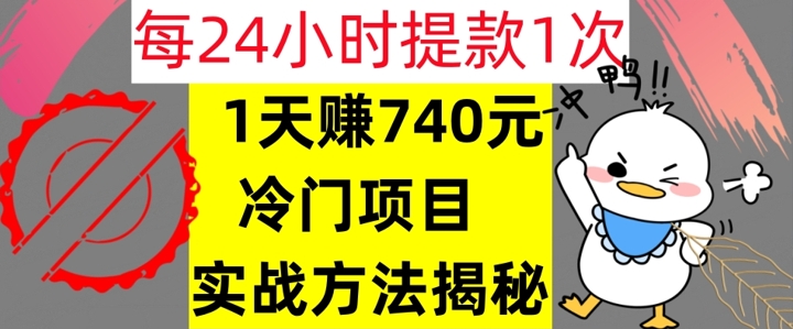 1天赚740元，24小时提款1次，冷门项目，实战方法公开【干货】| 网创圈