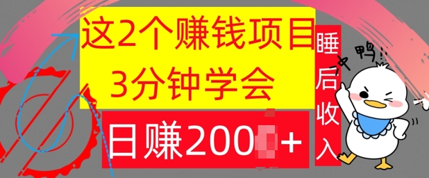 这2个项目，3分钟学会，日赚几张，懒人捡钱| 网创圈