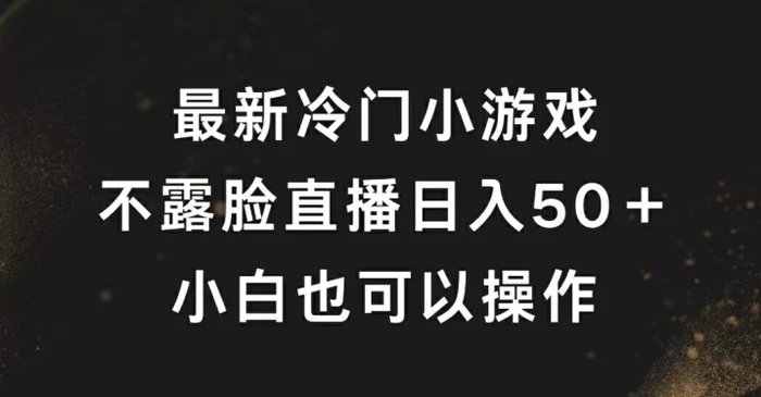 最新冷门游戏不露脸直播，轻松日入50+，小白也可操作| 网创圈