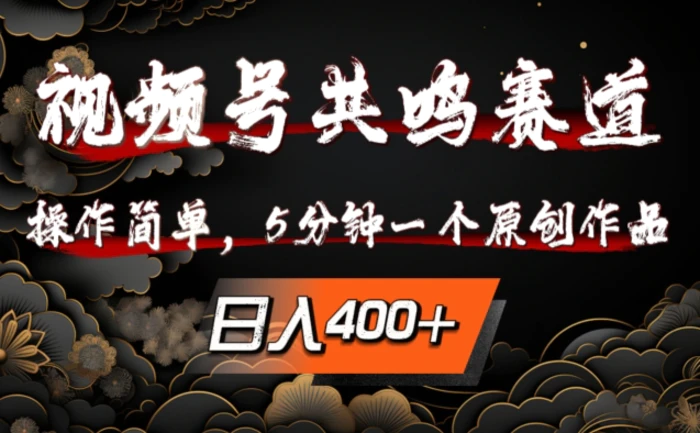 视频号共鸣赛道，操作简单，5分钟1个原创作品，日入几张【揭秘】| 网创圈