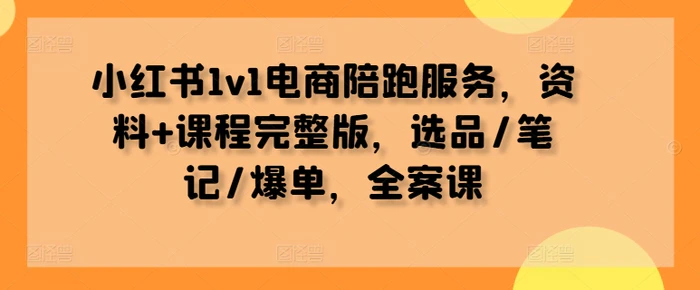 小红书1v1电商陪跑服务，资料+课程完整版，选品/笔记/爆单，全案课| 网创圈