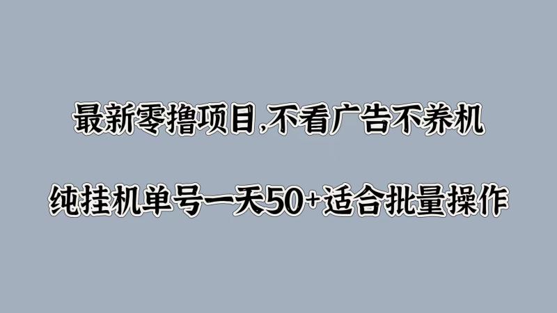最新零撸项目，不看广告不养机，纯挂JI单号一天50+适合批量操作| 副业网