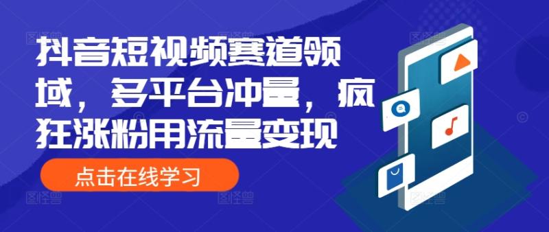 抖音短视频赛道领域，多平台冲量，疯狂涨粉用流量变现| 网创圈