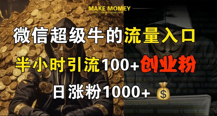 微信超级牛的流量入口，半小时引流100+创业粉，日涨粉1000+| 副业网