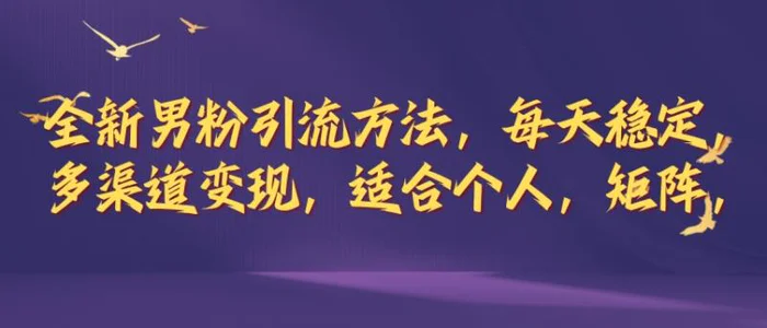 全新男粉引流方法，每天稳定加人，适合个人，矩阵，多渠道变现| 网创圈