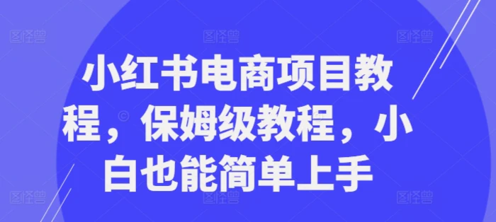 小红书电商项目教程，保姆级教程，小白也能简单上手| 网创圈