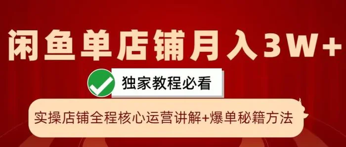闲鱼单店铺月入3W+实操展示，爆单核心秘籍，一学就会【揭秘】| 网创圈