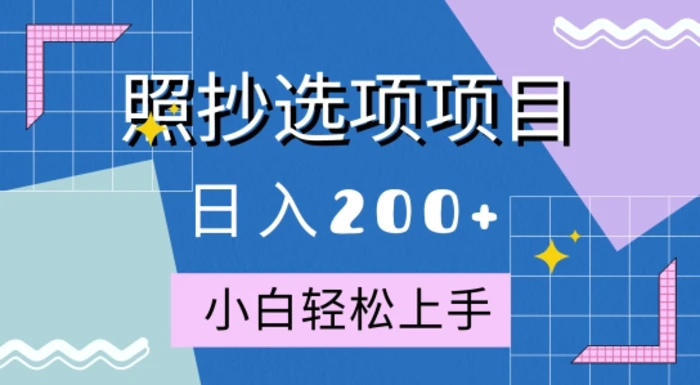 10月全新照抄选项项目，快速日入2张，操作简单易上手| 网创圈
