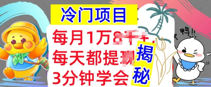 冷门项目，这个方法一定要学会，内部教程，每月1w(揭秘)| 网创圈