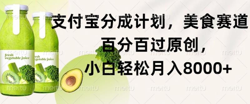 支付宝分成计划，美食赛道，百分百过原创，小白轻松月入8000+| 网创圈