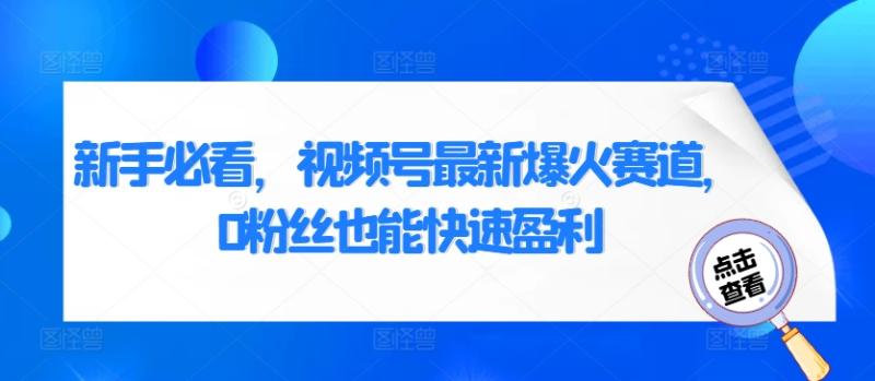 新手必看，视频号最新爆火赛道，0粉丝也能快速盈利| 网创圈
