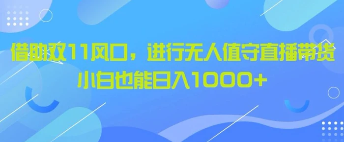 借助双11风口，进行无人值守直播带货，小白也能日入1k| 网创圈