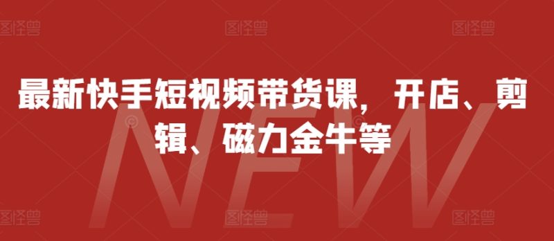 最新快手短视频带货课，开店、剪辑、磁力金牛等| 网创圈