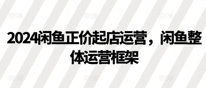 2024闲鱼正价起店运营，闲鱼整体运营框架| 网创圈