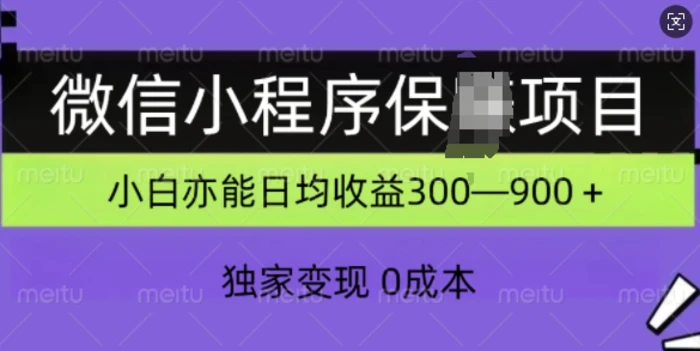 微信小程序保Z项目，独家变现，日均收益几张| 网创圈