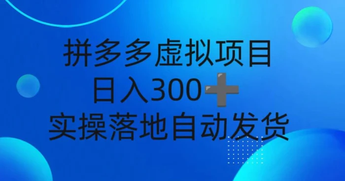 拼多多虚拟项目，新人日入3张，自动发货，实操落地可批量放大| 网创圈