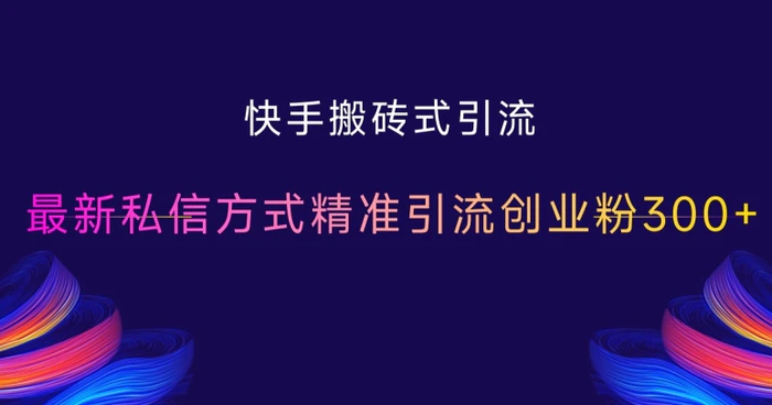 快手搬砖式引流，最新私信方式精准引流创业粉300+| 网创圈