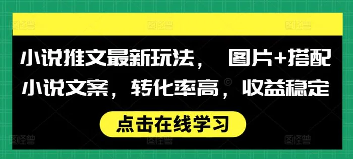 小说推文最新玩法， 图片+搭配小说文案，转化率高，收益稳定| 网创圈