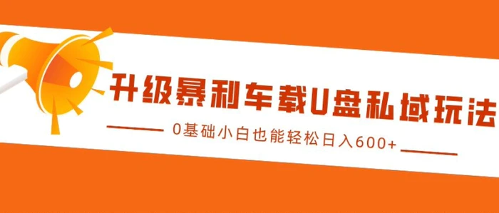 升级暴利车载U盘私域玩法，0基础小白也能轻松日入多张| 网创圈