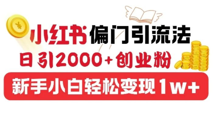 小红书偏门引流法，日引200+创业粉，新手小白轻松变现| 网创圈