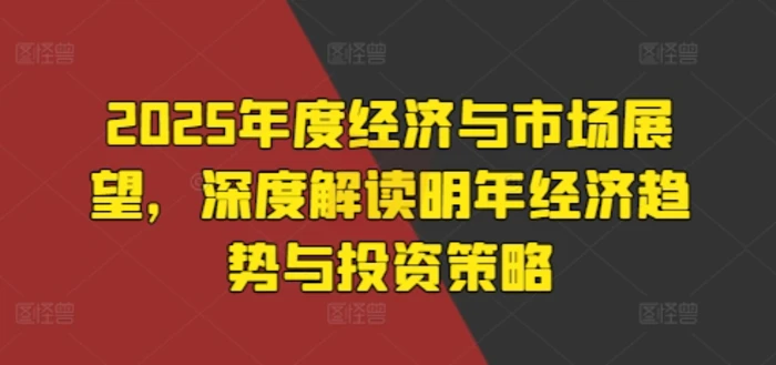 2025年度经济与市场展望，深度解读明年经济趋势与投资策略| 网创圈