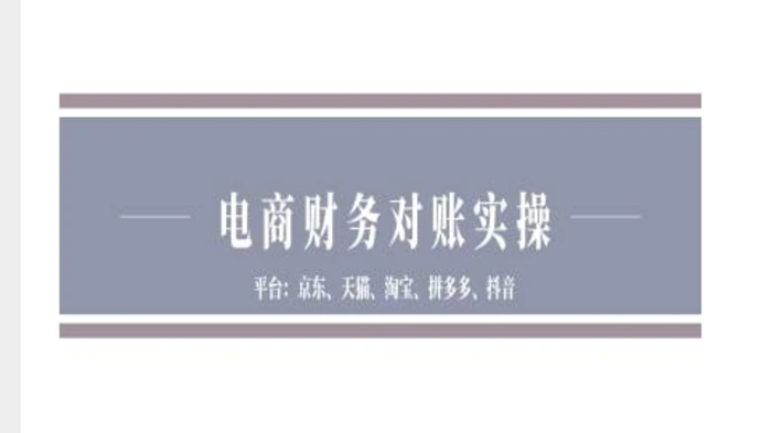 电商财务对账实操-京东天猫淘宝拼多多抖音电商财务对账| 网创圈